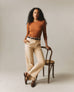 Women's Luxe Rib Crew Long Sleeve Tee - caramel cafe